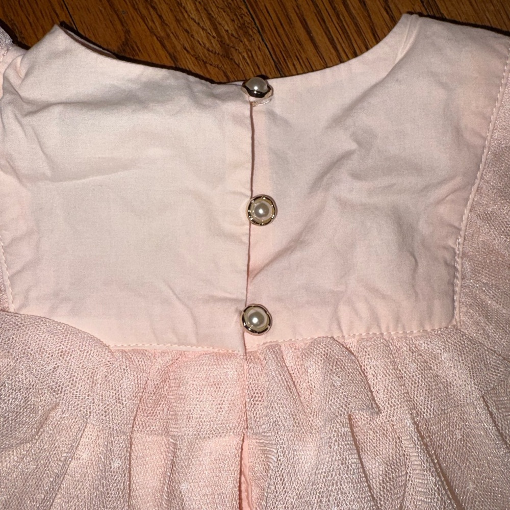 Tahari Pink Tulle Easter Dress with Floral Embroidery and Bunny Headband 24M - Picture 3 of 4
